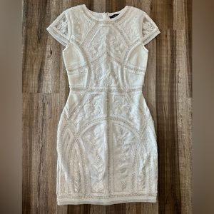 White classy/elegant beaded dress, like NEW! Worn once for engagement pictures.